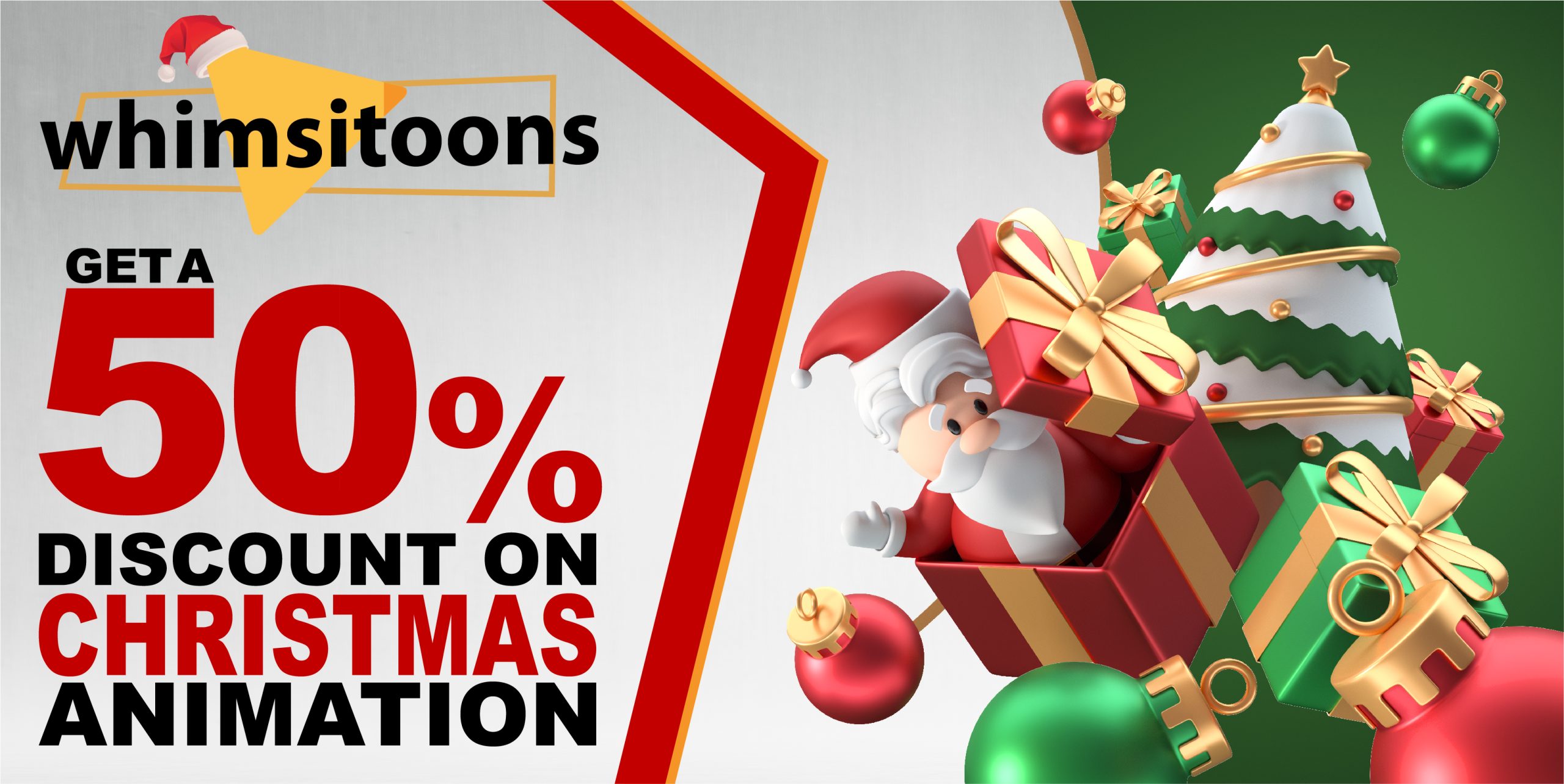 Get A 50% Discount On Christmas Animation: Christmas Offer Image